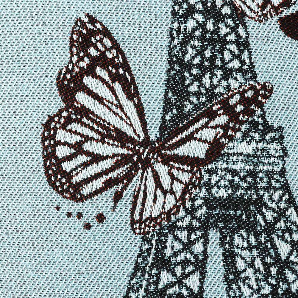 French Sky Blue J'Adore Paris Cotton Blend Oversized Square Patch - 18.875