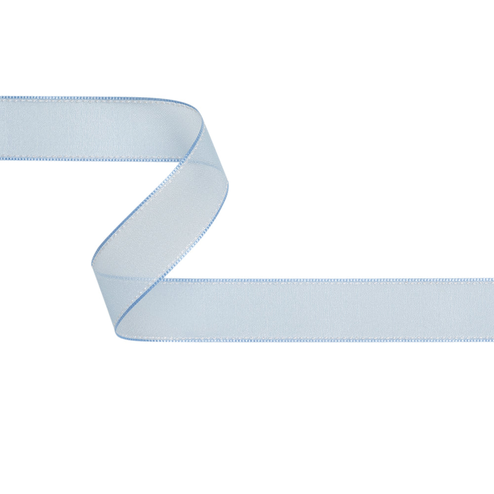 Sheer Ribbon with White Stitched Border - 1