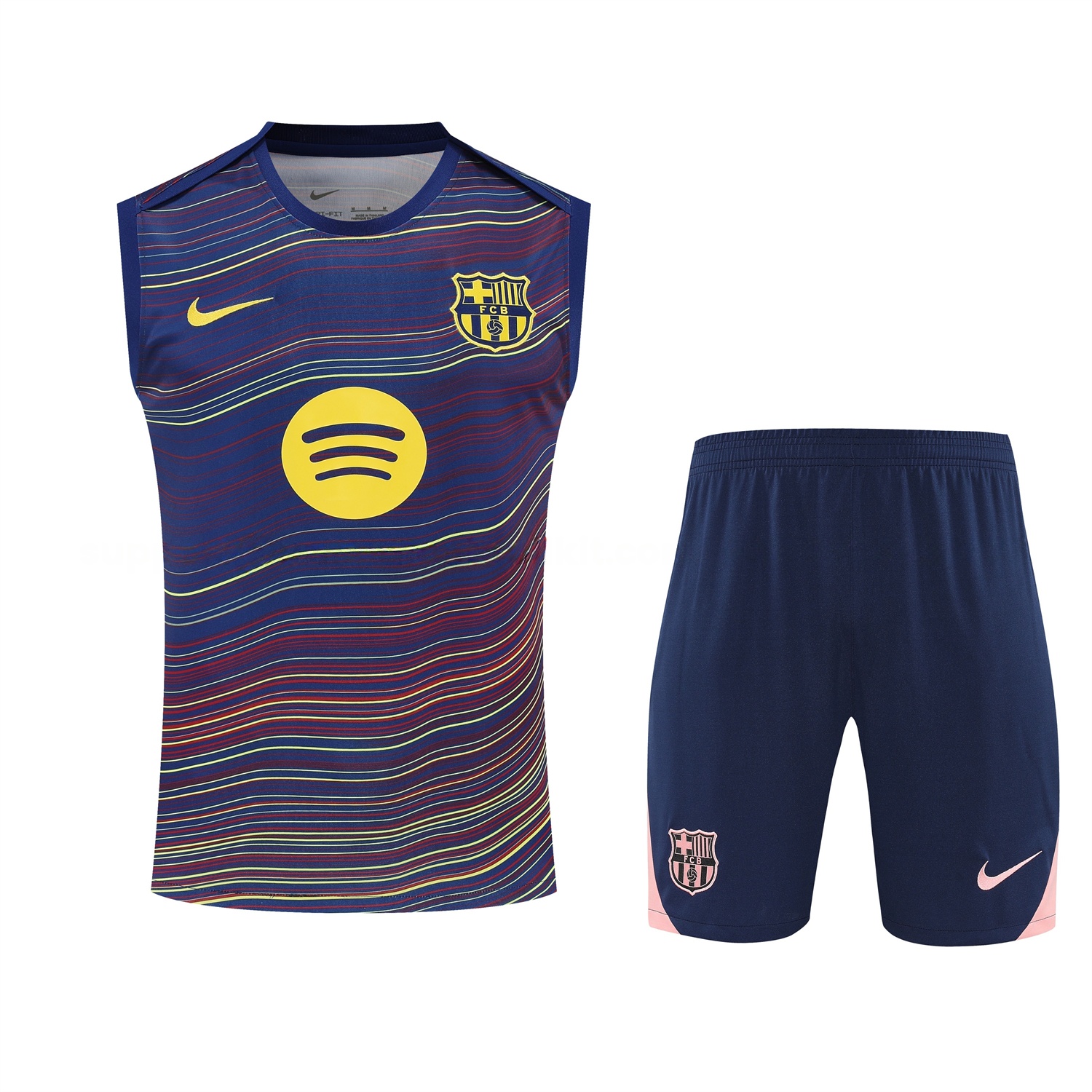 Barcelona 25-26 Short-Sleeve Training Set - Colors Top & Dark Blue With Pink Accents Pants - UnitedFutballJersey