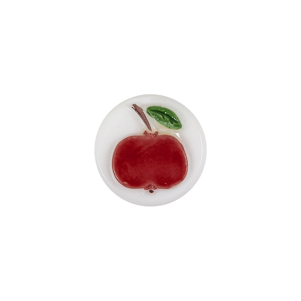 Vintage White and Red Apple Painted Shank Back Glass Button - 22L/14mm - Joann Fabrics