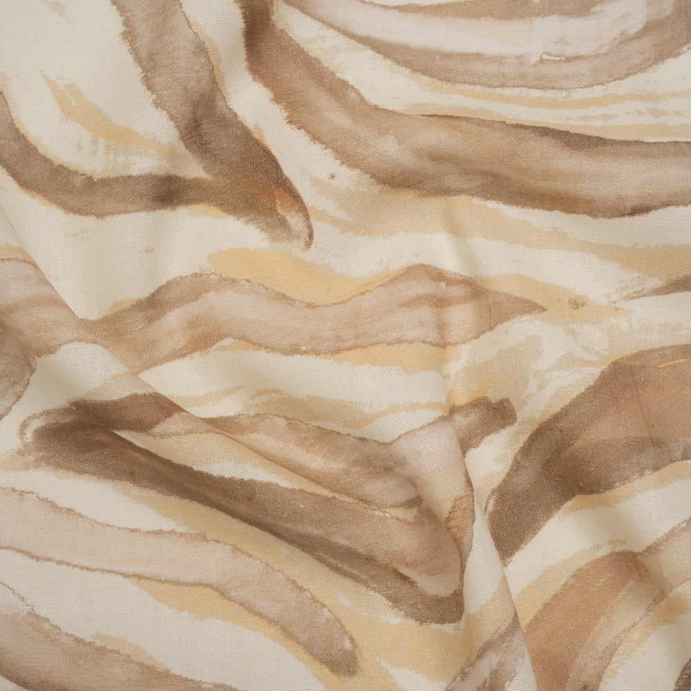 Linen and Rayon Woven - Beige, Brown and Cream Painterly Animal Stripes - Mood Exclusive Safari Sweep Print - Joann Fabrics