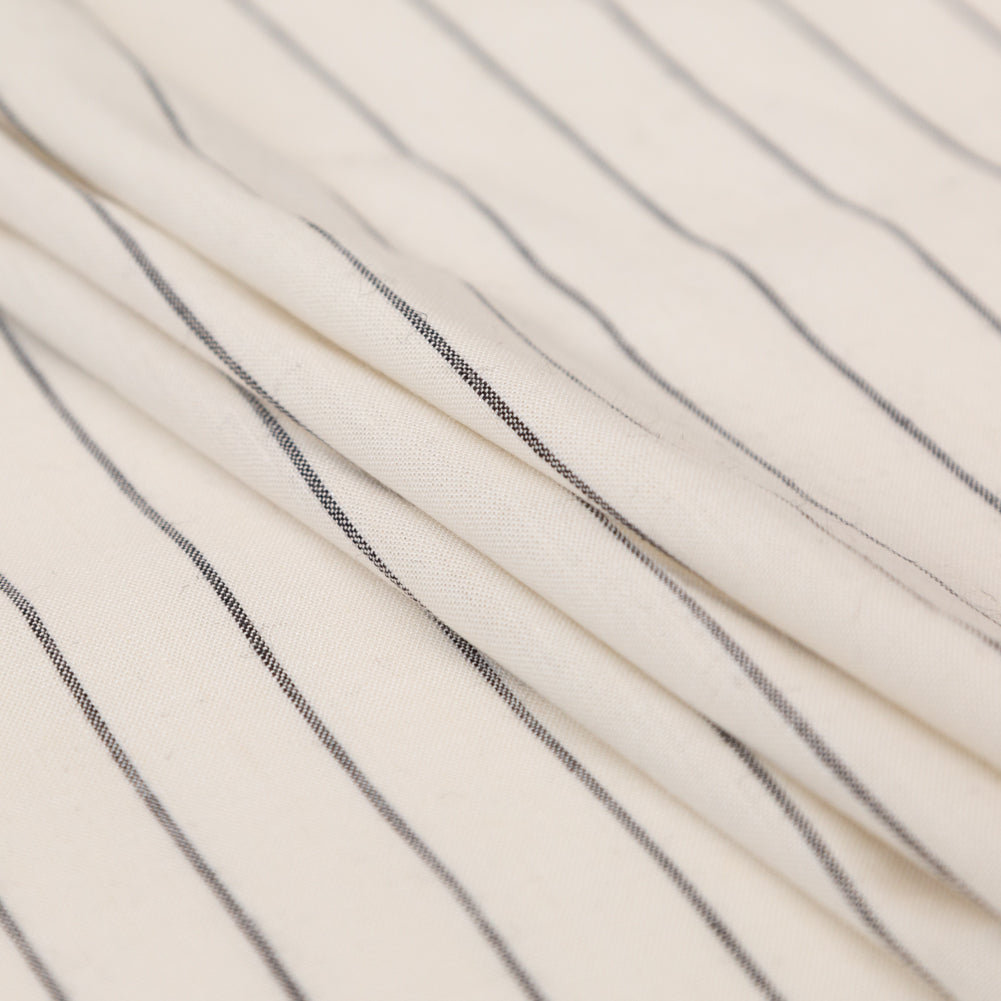 Stretch Linen - Metallic Silver and Black Stripes on White - Lindasol Collection - Joann Fabrics