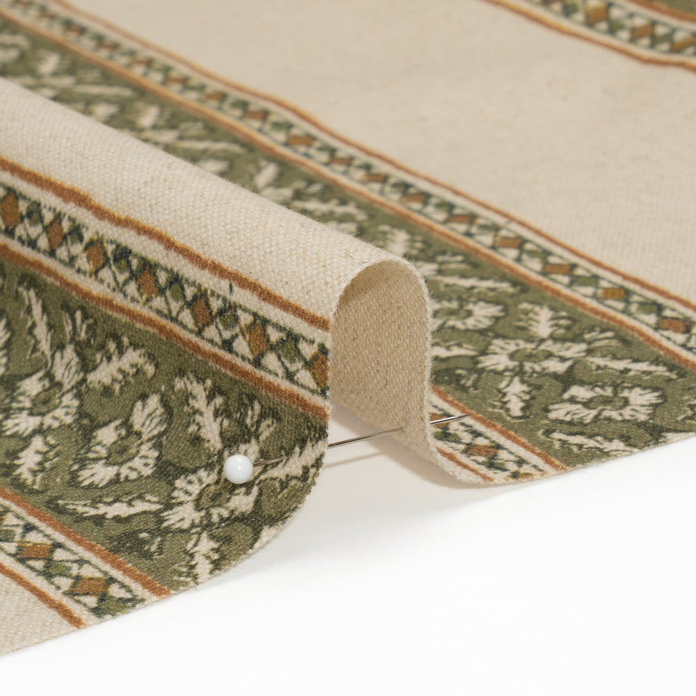 Brushed Cotton and Linen Canvas - Oregano Flowers and Diamonds Stripes - British Imported - Joann Fabrics