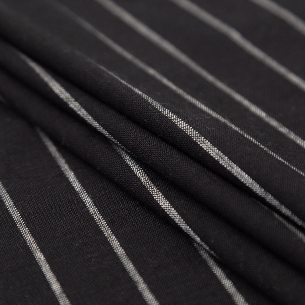 Stretch Linen - Metallic Silver and White Stripes on Black - Lindasol Collection - Joann Fabrics