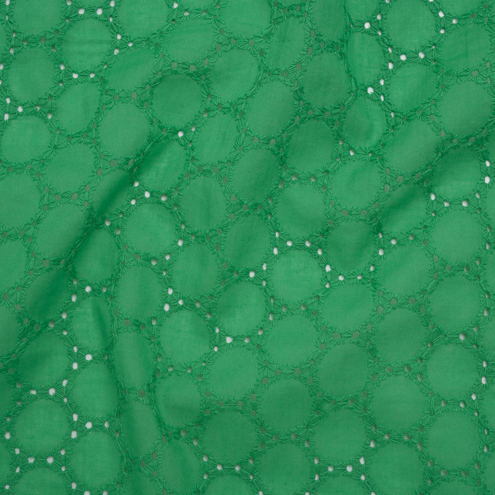 Embroidered Eyelet Cotton Voile - Ming Green Circles of Circles - Naomi Collection - Joann Fabrics