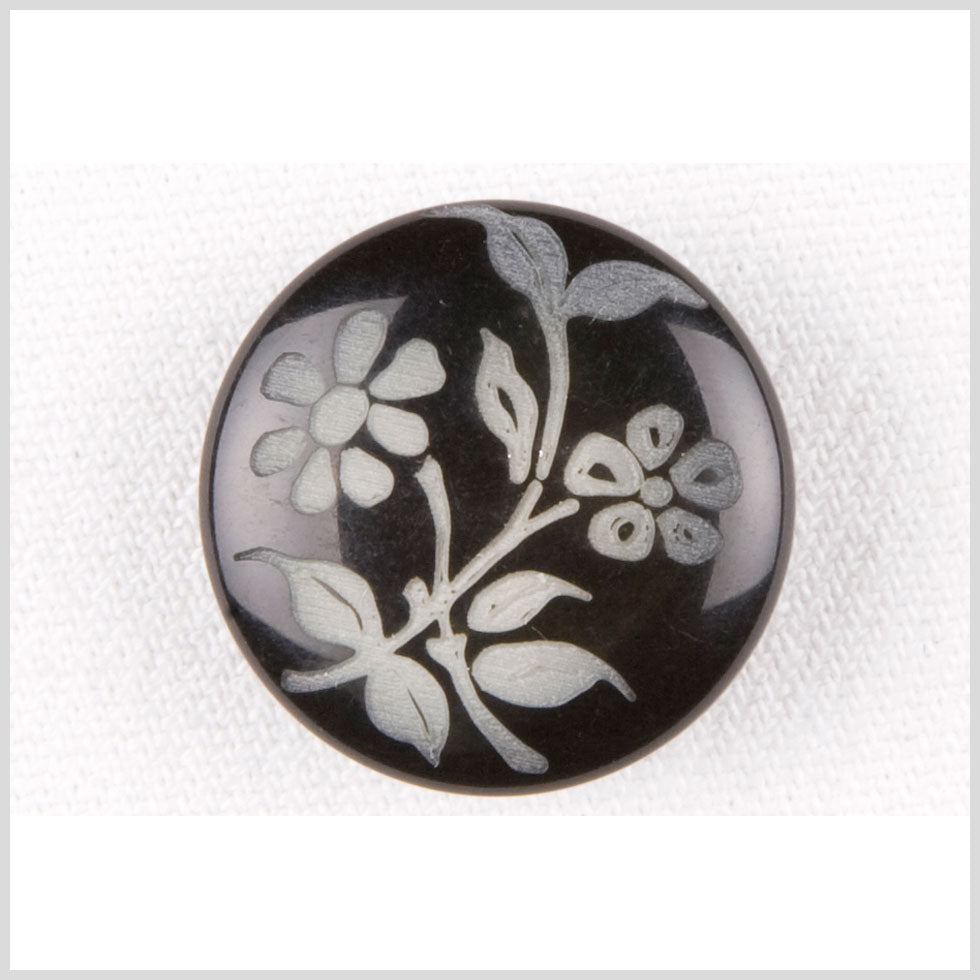 Black and Gray Floral Plastic Shank-Back Button - 32L/20mm - Joann Fabrics