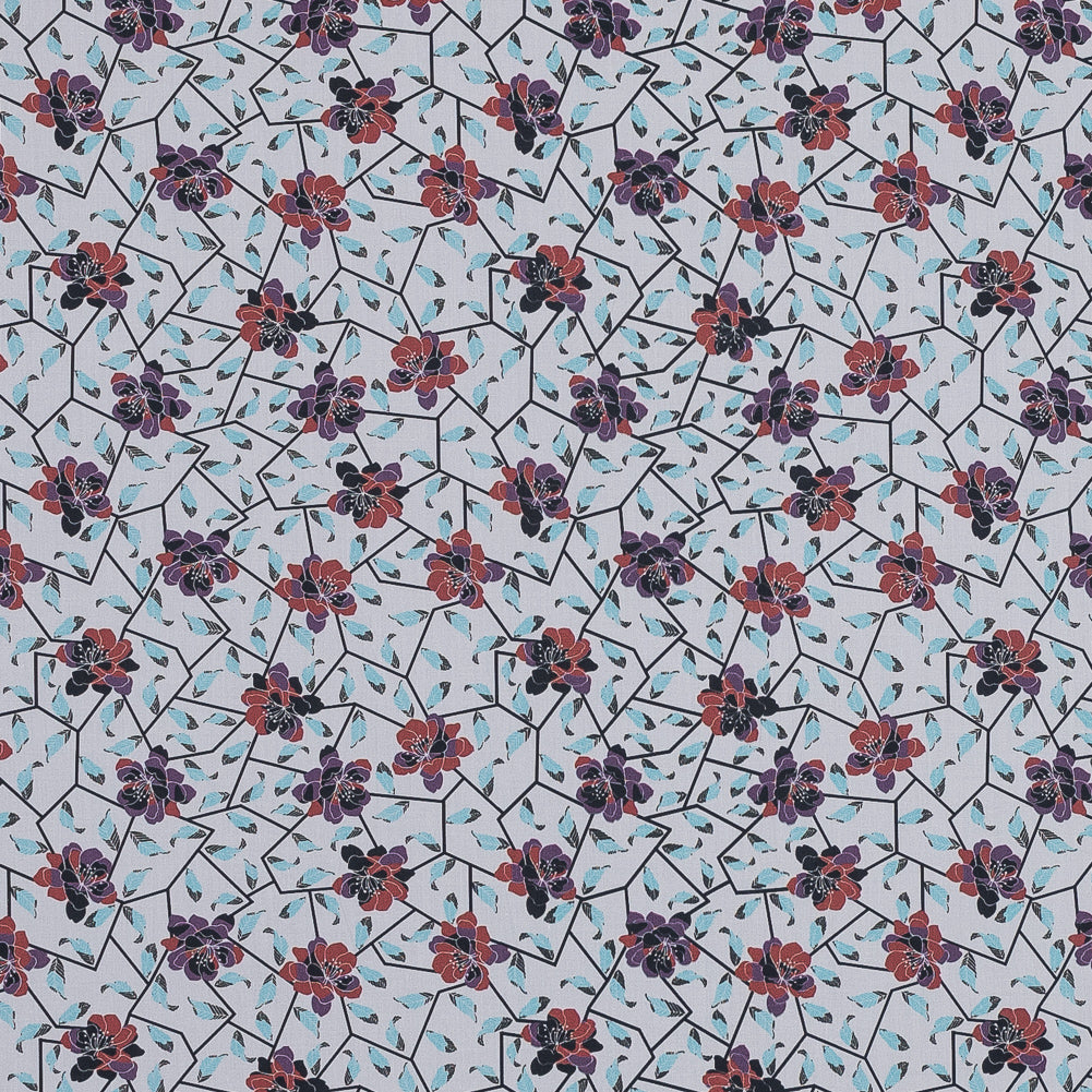 European Red and Angel Blue Floral and Feathered Cotton Poplin - Joann Fabrics