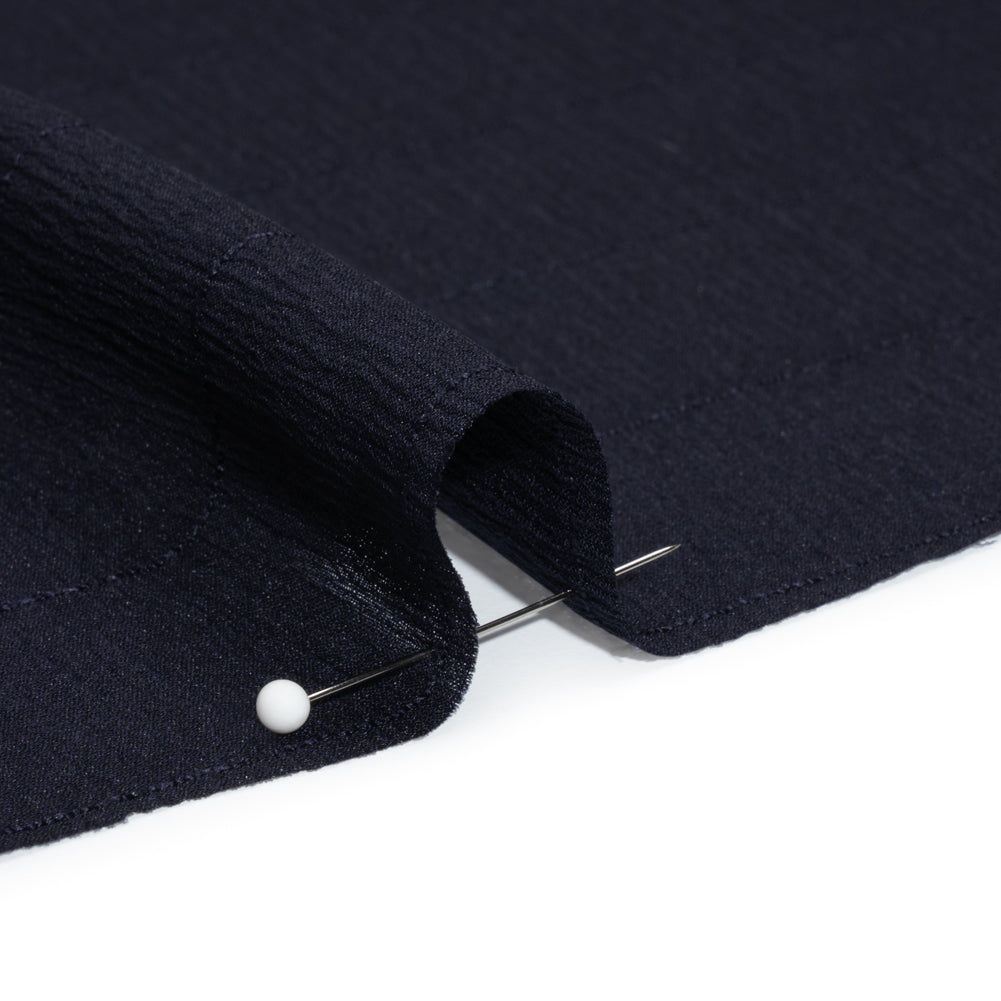 Famous Australian Designer Midnight Monochrome Pinstripes Crinkled Silk Georgette - Joann Fabrics