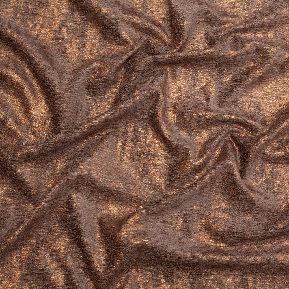 Brown Polyester Chenille with Metallic Bronze Foil - Joann Fabrics