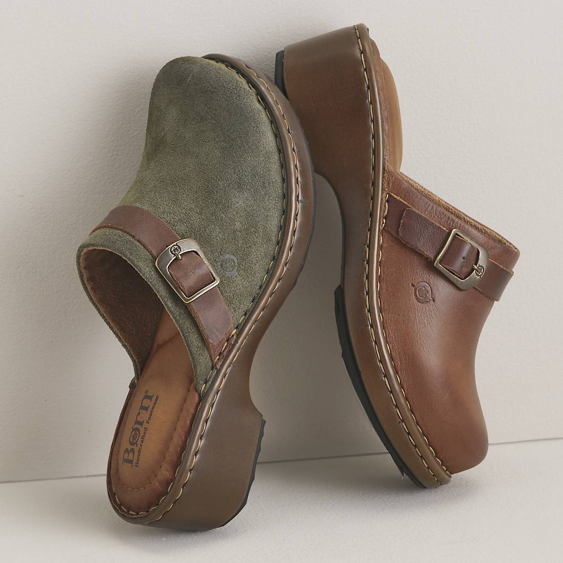 Buckle-Accent Leather Comfort Clogs by Born®, Handcrafted Details - Northstyle Catalog