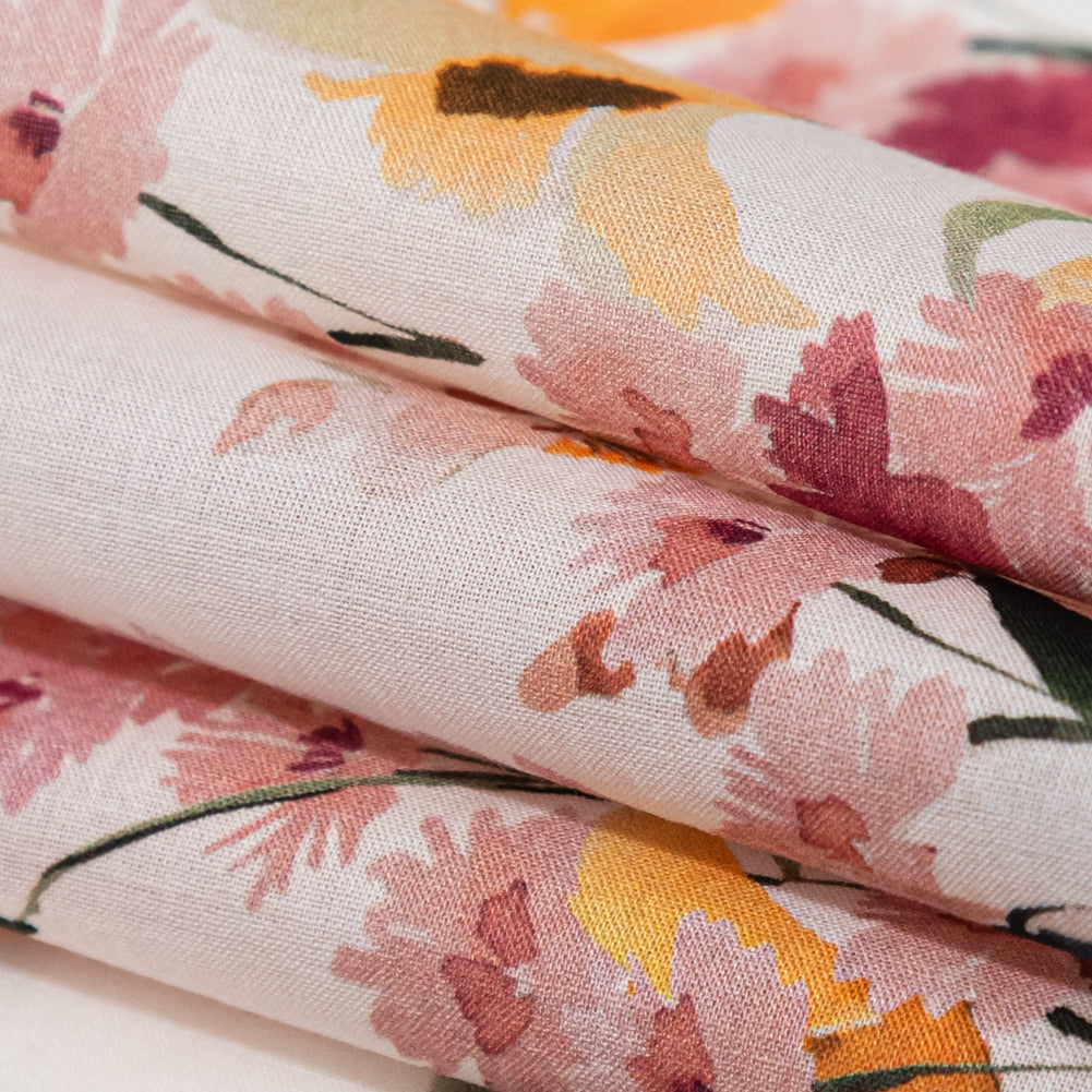 Cotton Voile - White Floral Border - Blooming Upwards Print - Mood Exclusive Serengeti Collection - Joann Fabrics