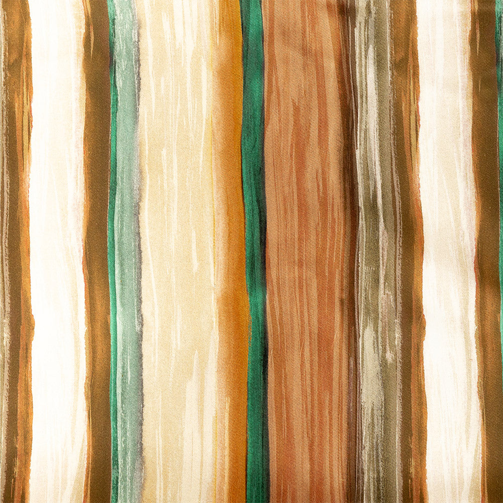 Stretch Cotton Sateen - Orange and Teal Painted Stripes - Nilotic Wasteland Print - Mood Exclusive Tumunyana Collection - Joann Fabrics