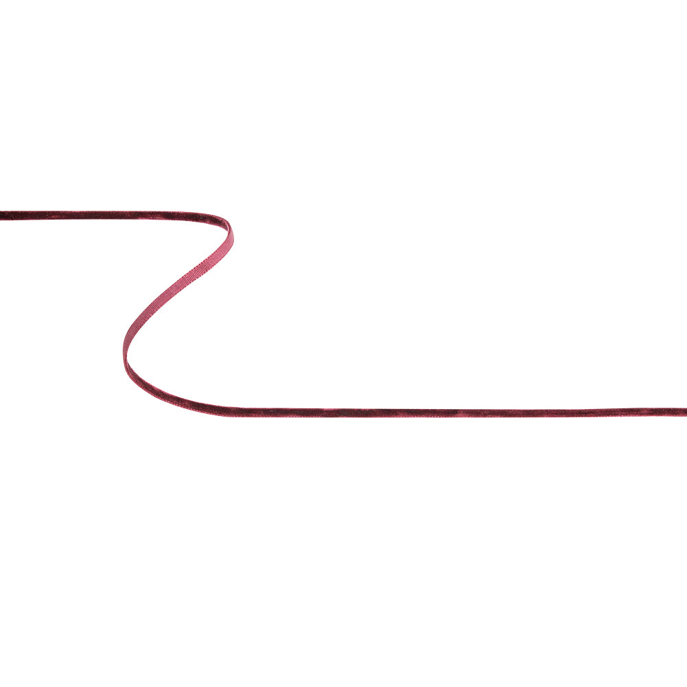 Deep Red-Violet Single Face Velvet Ribbon - 0.125