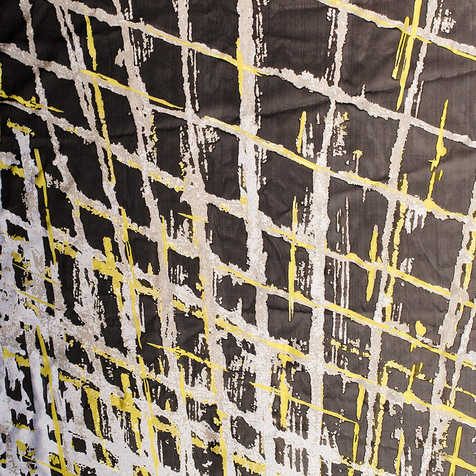 J. Mendel Silver and Macaw Green Abstract Burnout Organza Panel - Joann Fabrics