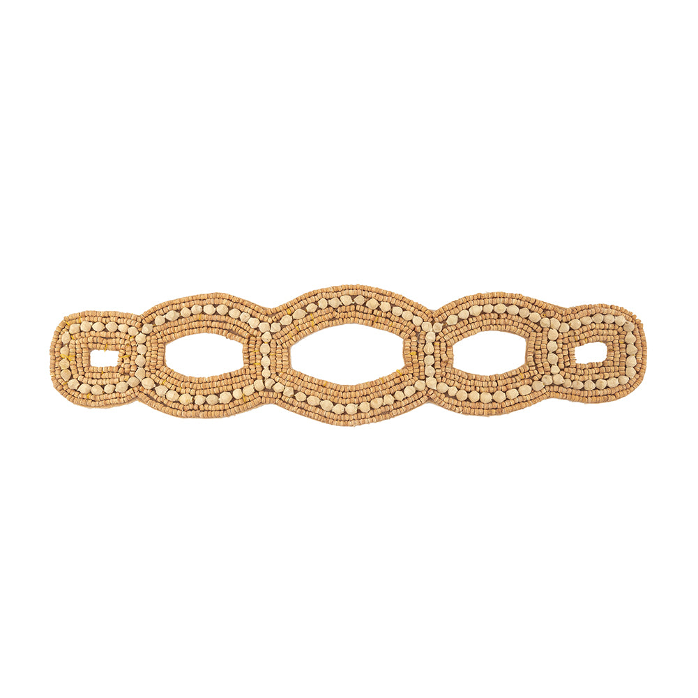 Vintage Light and Natural Figure Eight Wood Beaded Applique - 9.625