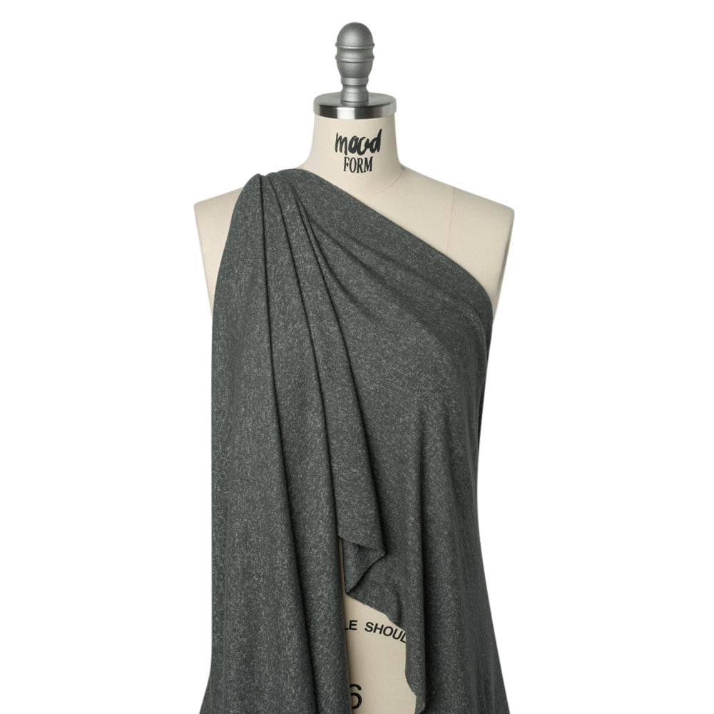 Cozy Brushed Stretch Rayon Sweater Knit - Heathered Steel Gray - Deadstock - Joann Fabrics