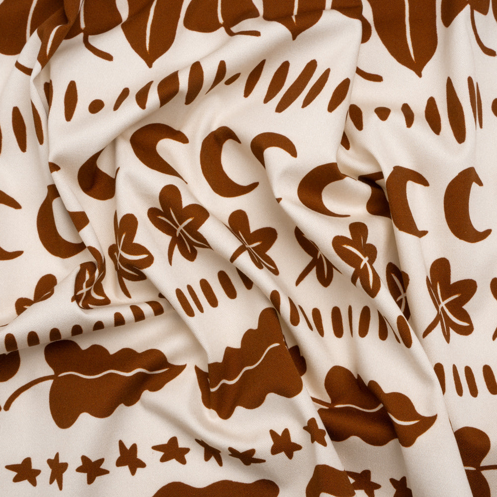 Stretch Cotton Twill Print - Brown Cartoon Objects Stripes - Mood Exclusive Star Anise - Joann Fabrics