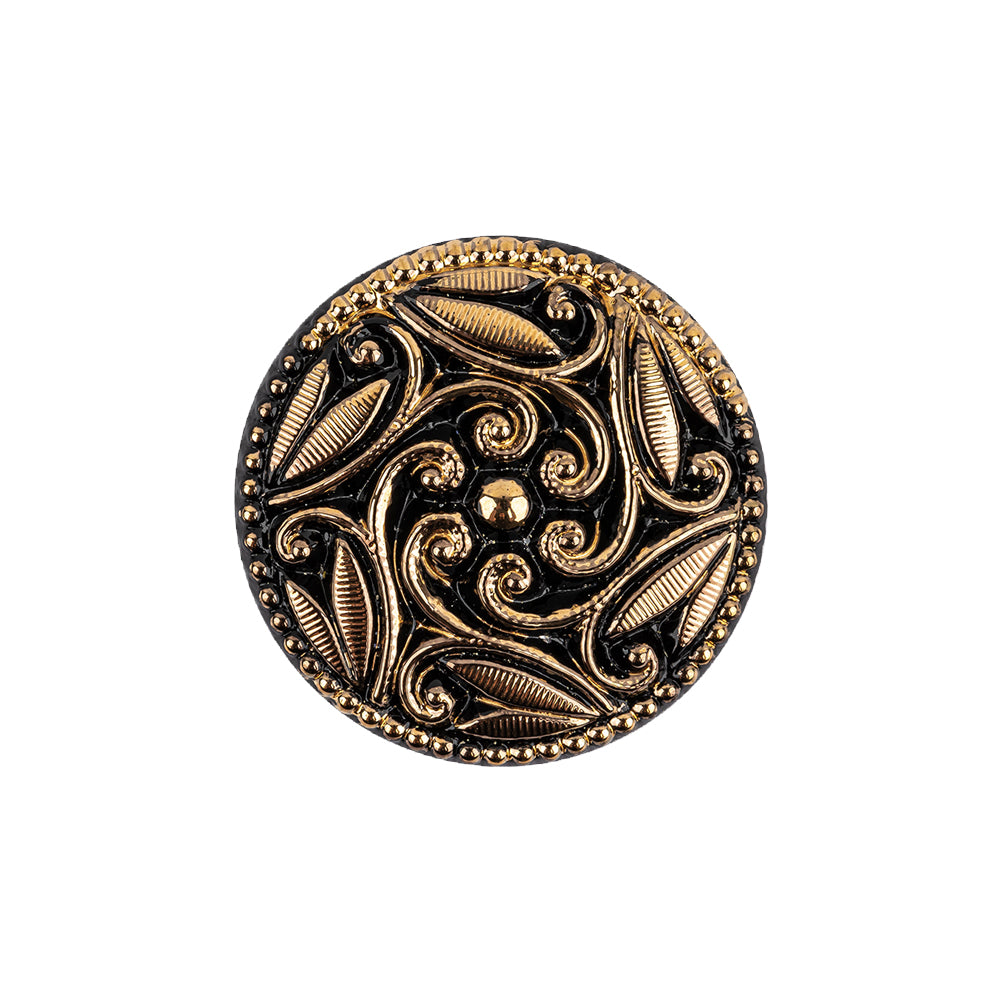 Black/Gold Glass Button - 36L/23mm - Joann Fabrics