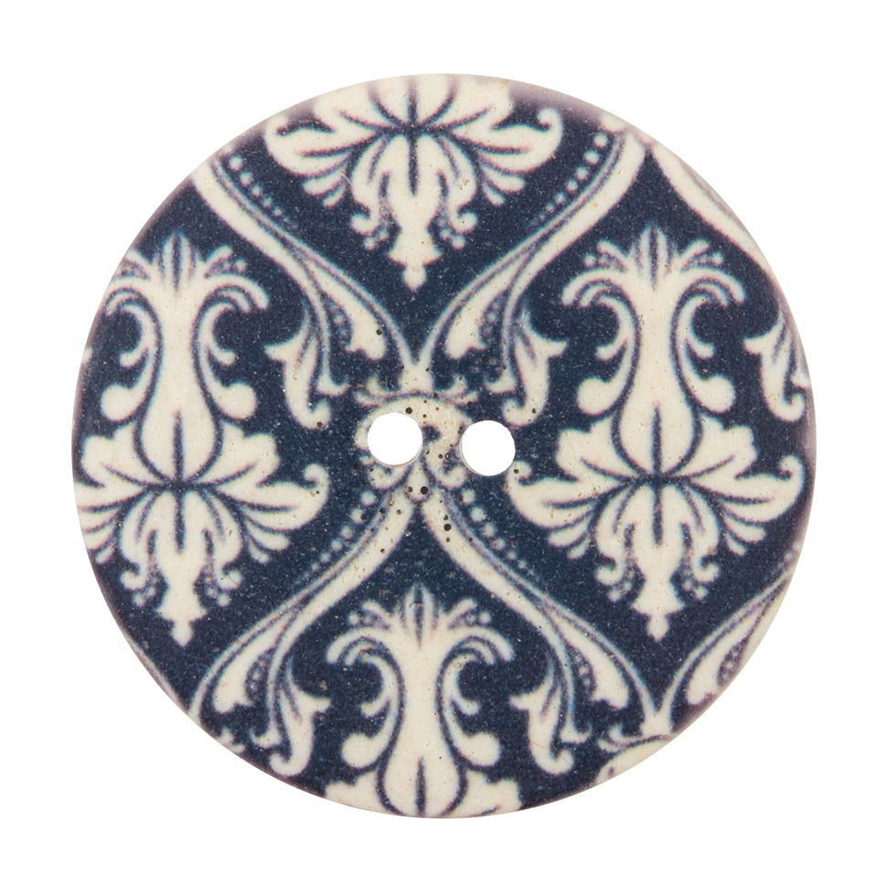Italian True Navy Damask Printed Button - 54L/34mm - Joann Fabrics
