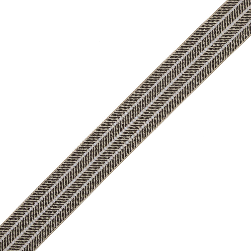 Italian Beige and Brown Herringbone Elastic - 1.5