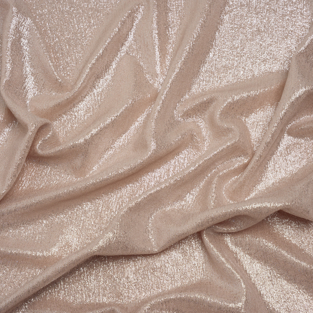 Metallic Foiled Uneven Stretch Rib Knit - Silver on Peach - Estelle Collection - Joann Fabrics