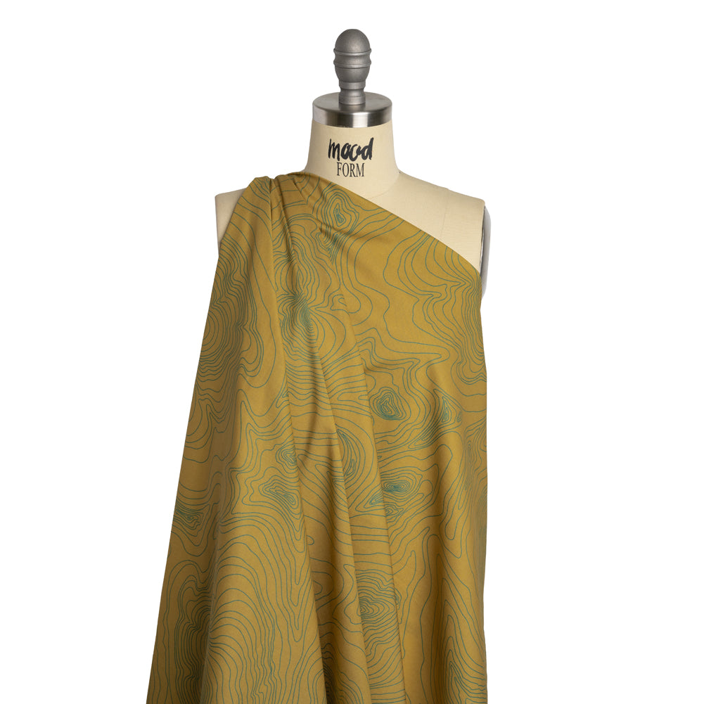 Cotton Voile - Olive and Hunter Green Abstract Lines - Topographic Map Print - Mood Exclusive Acadia Collection - Joann Fabrics
