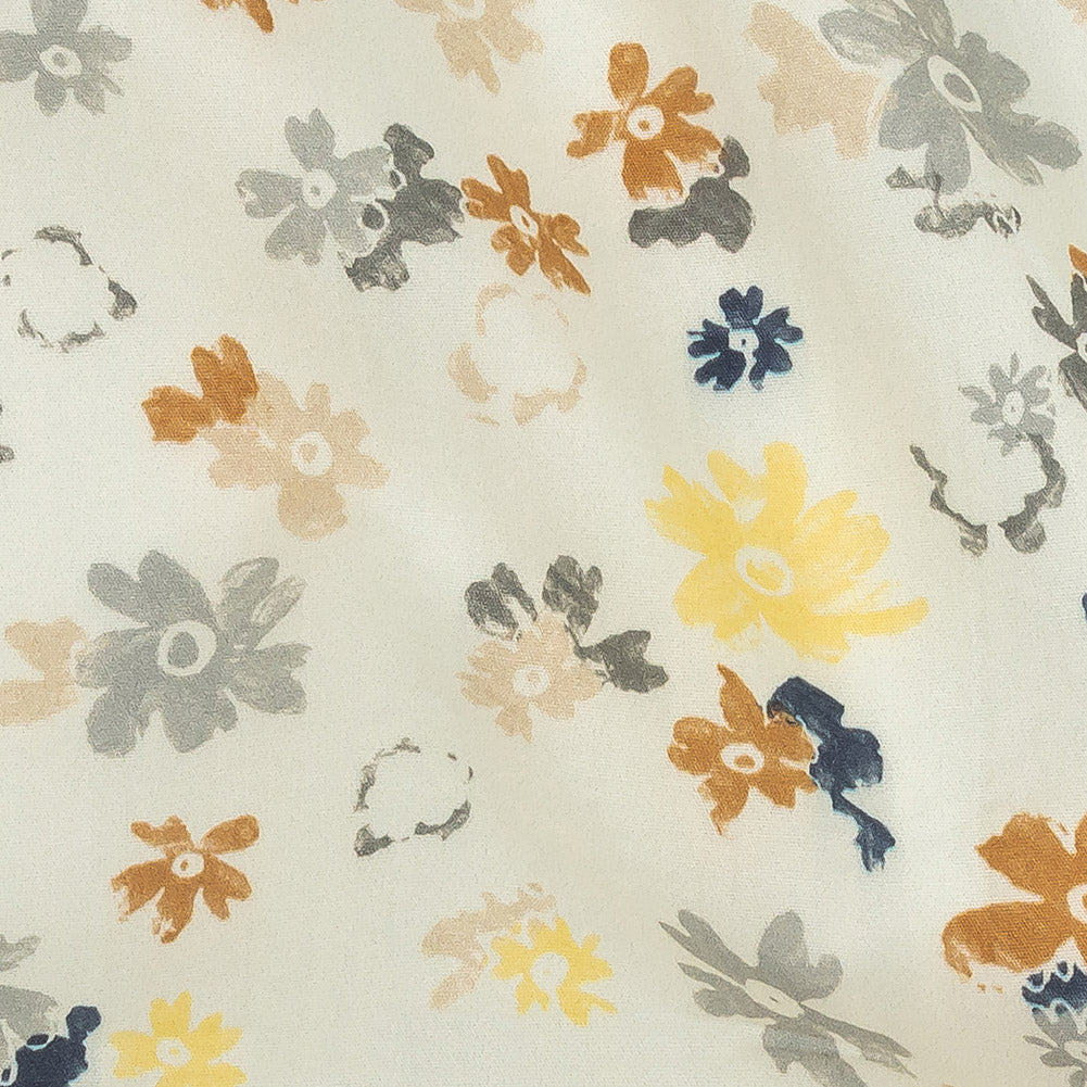 Cotton Poplin Print - Yellow and Blue Gray Floral - Mood Exclusive Petal Impressions - Joann Fabrics