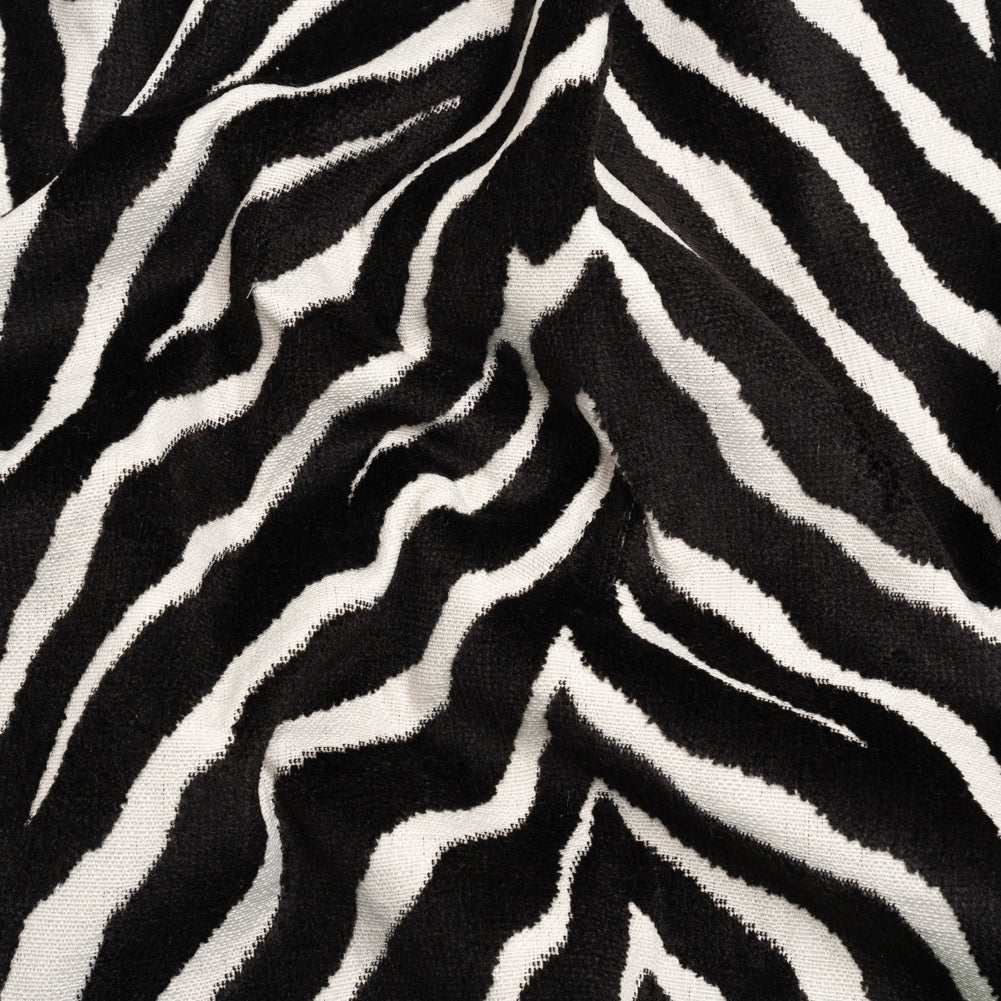 Black and Ivory Zebra Stripes Viscose and Polyester Chenille Upholstery Jacquard - Joann Fabrics