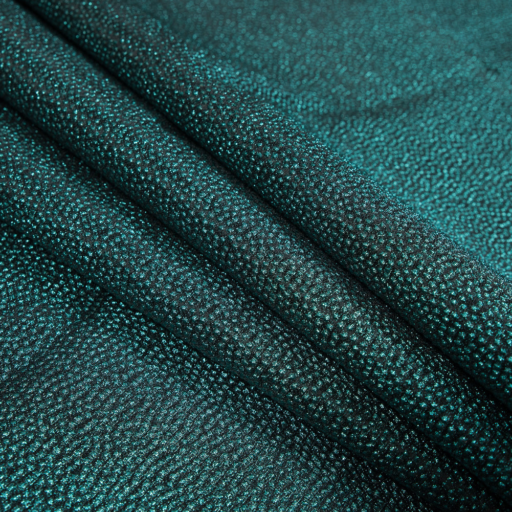 Metallic Teal and Black Cheetah Spotted Luxury Brocade - Joann Fabrics