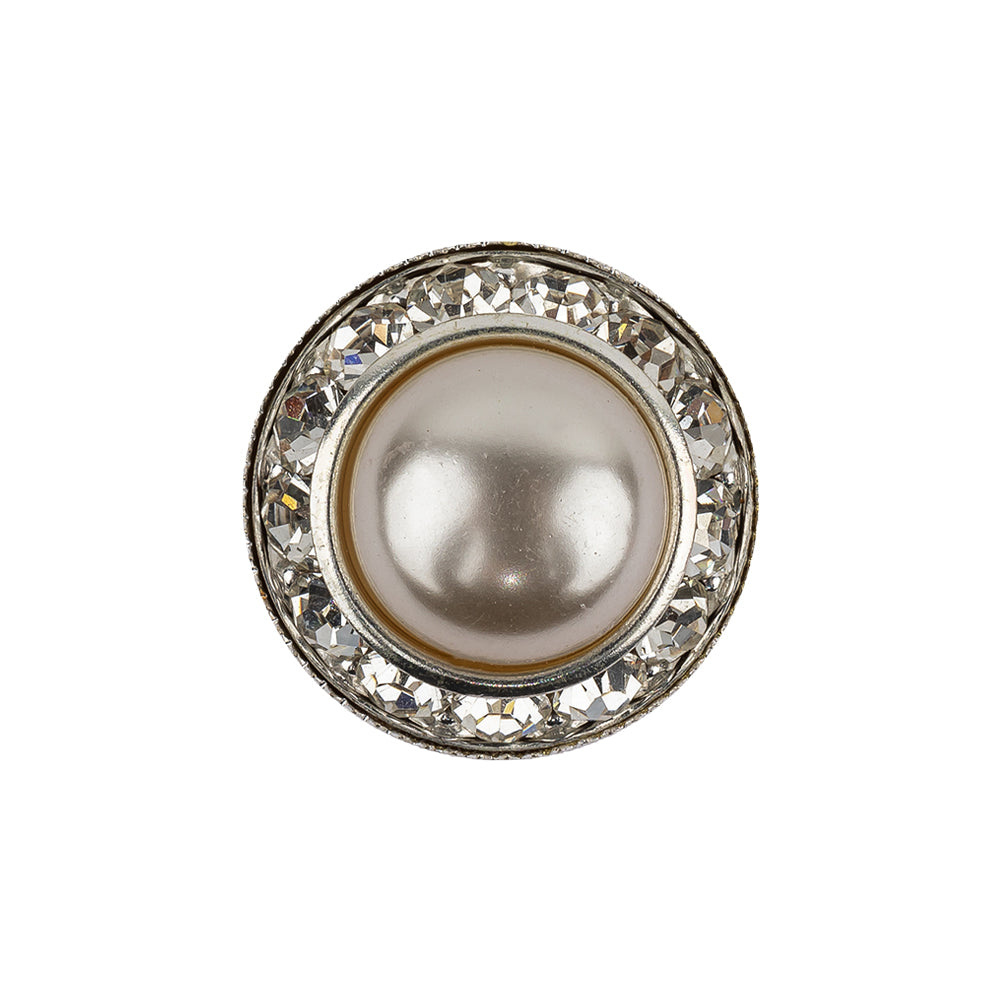 Vintage Swarovski Pearl, Crystal Rhinestones and Silver Metal Shank Back Button - 34L/21.5mm - Joann Fabrics