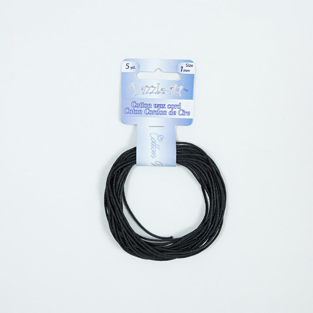 Dazzle-It Black Cotton Wax Cord - 1mm - Joann Fabrics