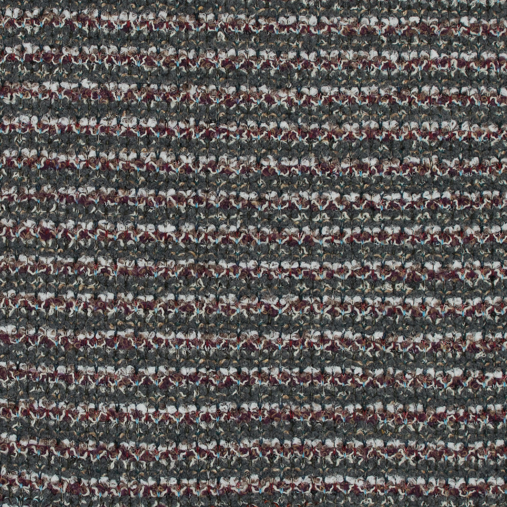 Italian Green, Gray and Oxblood Striped Wool Knit - Joann Fabrics