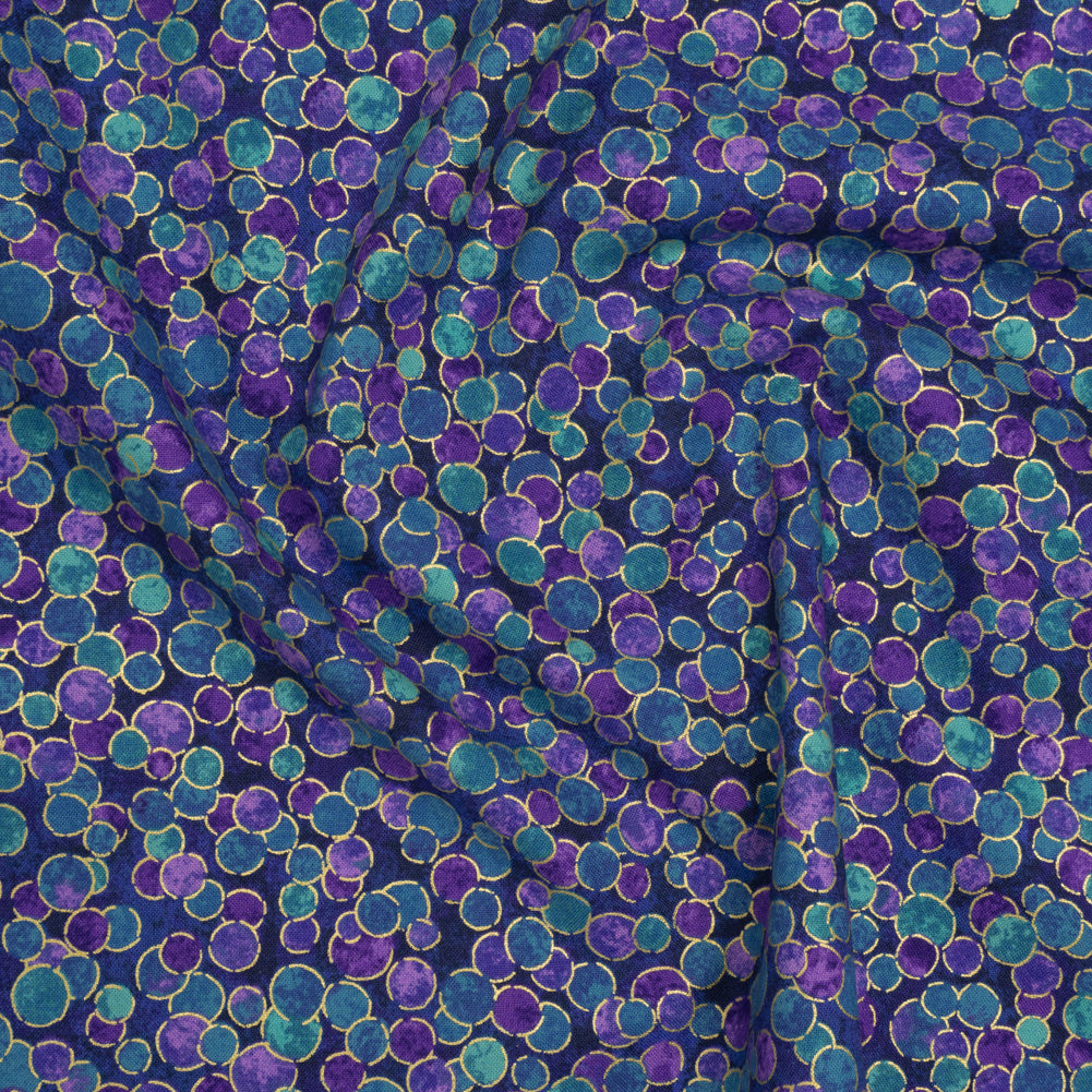 Metallic Printed Quilting Cotton by Northcott - Deep Sea Polka Dot Confetti - Shimmer Collection - Joann Fabrics