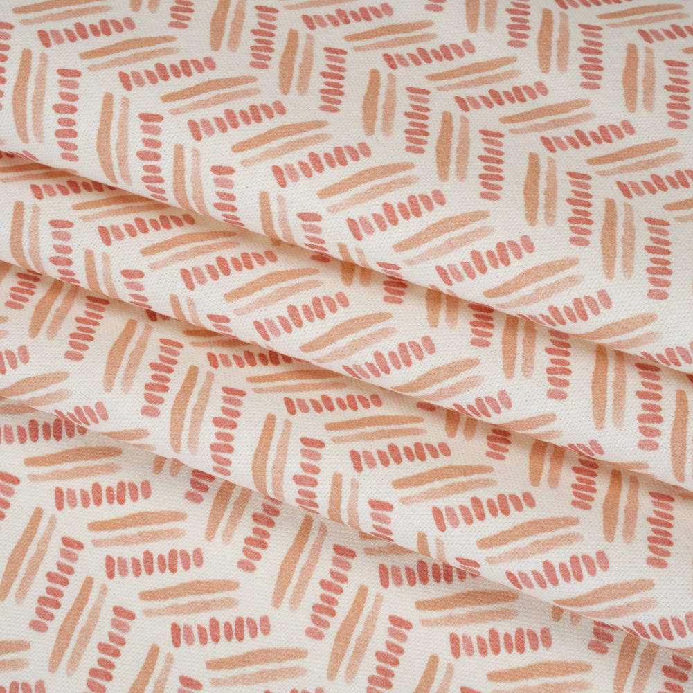 Cotton and Linen Canvas Print - Raspberry Watercolor Herringbone Chevron - British Imported - Joann Fabrics