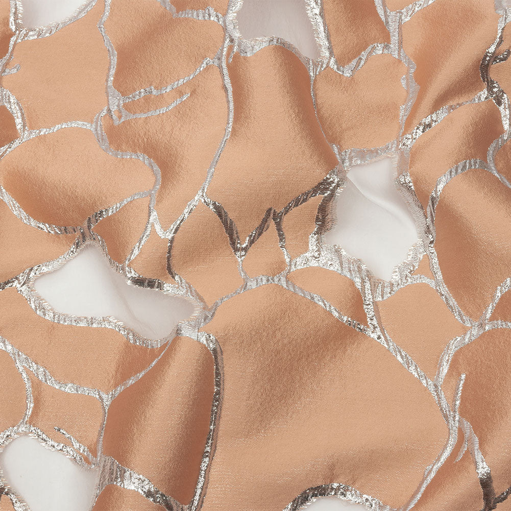 Metallic Silver and Creamsicle Abstract Luxury Burnout Brocade - Joann Fabrics