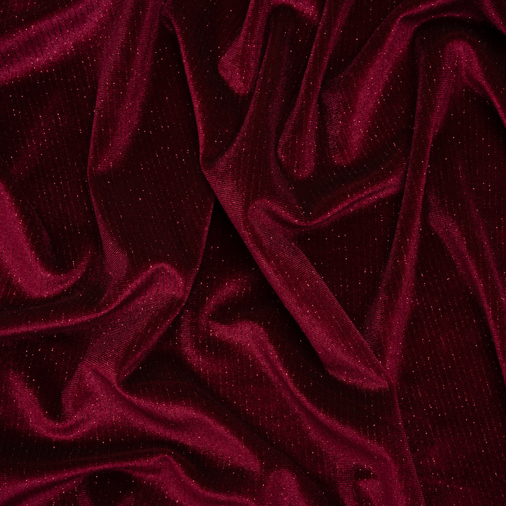 Glitter Stretch Polyester Velour - Burgundy - Designer Deadstock - Joann Fabrics