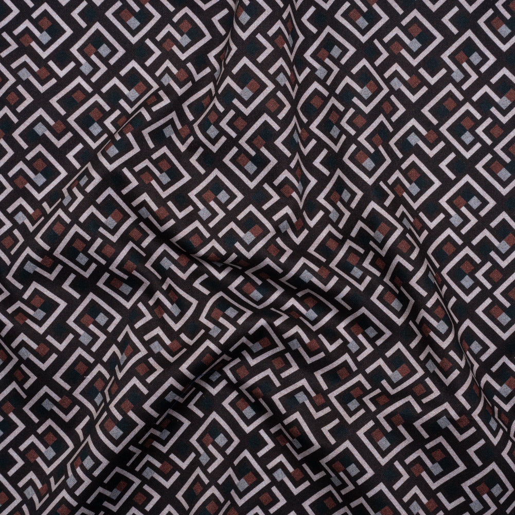 Cotton Twill Shirting - Burgundy and Navy Geometrics - Deadstock - Joann Fabrics