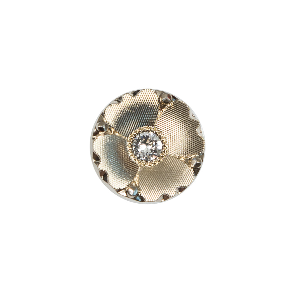 Italian Gold Floral Button with Rhinestone Core - 24L/15mm - Joann Fabrics