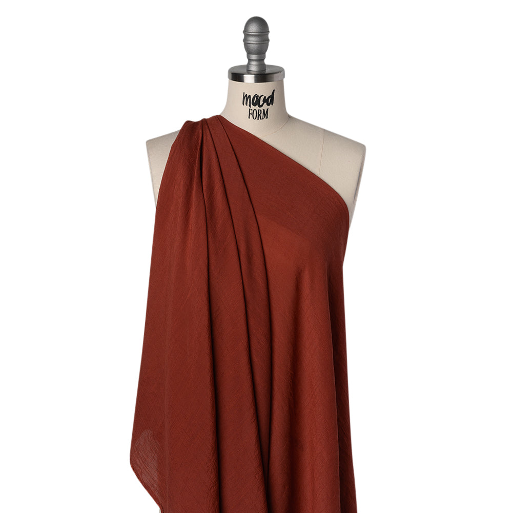 Textured Polyester and Rayon Gauzy Woven - Brick Red - Designer Deadstock - Joann Fabrics