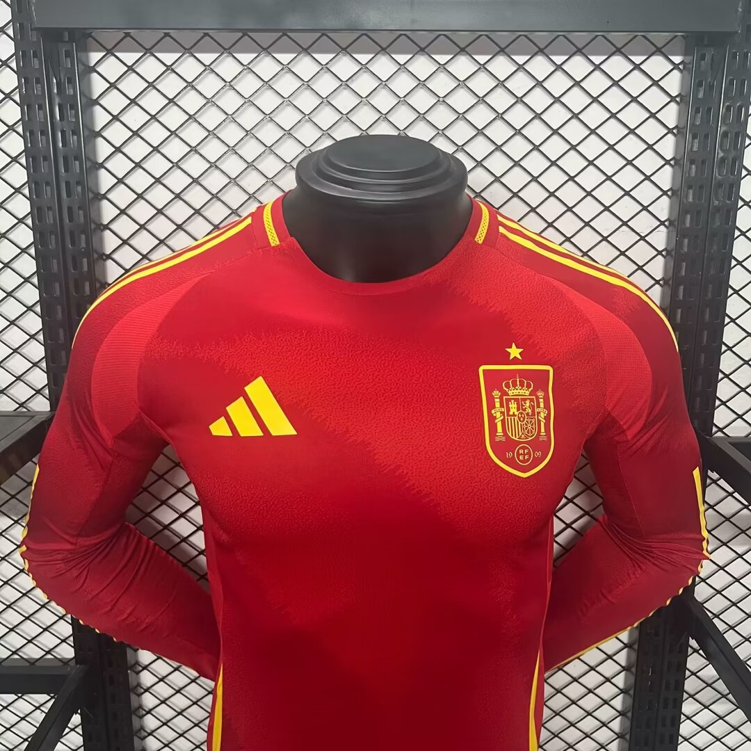 2024-2025 Player Version Spain Home Long Sleeve Soccer Shirt