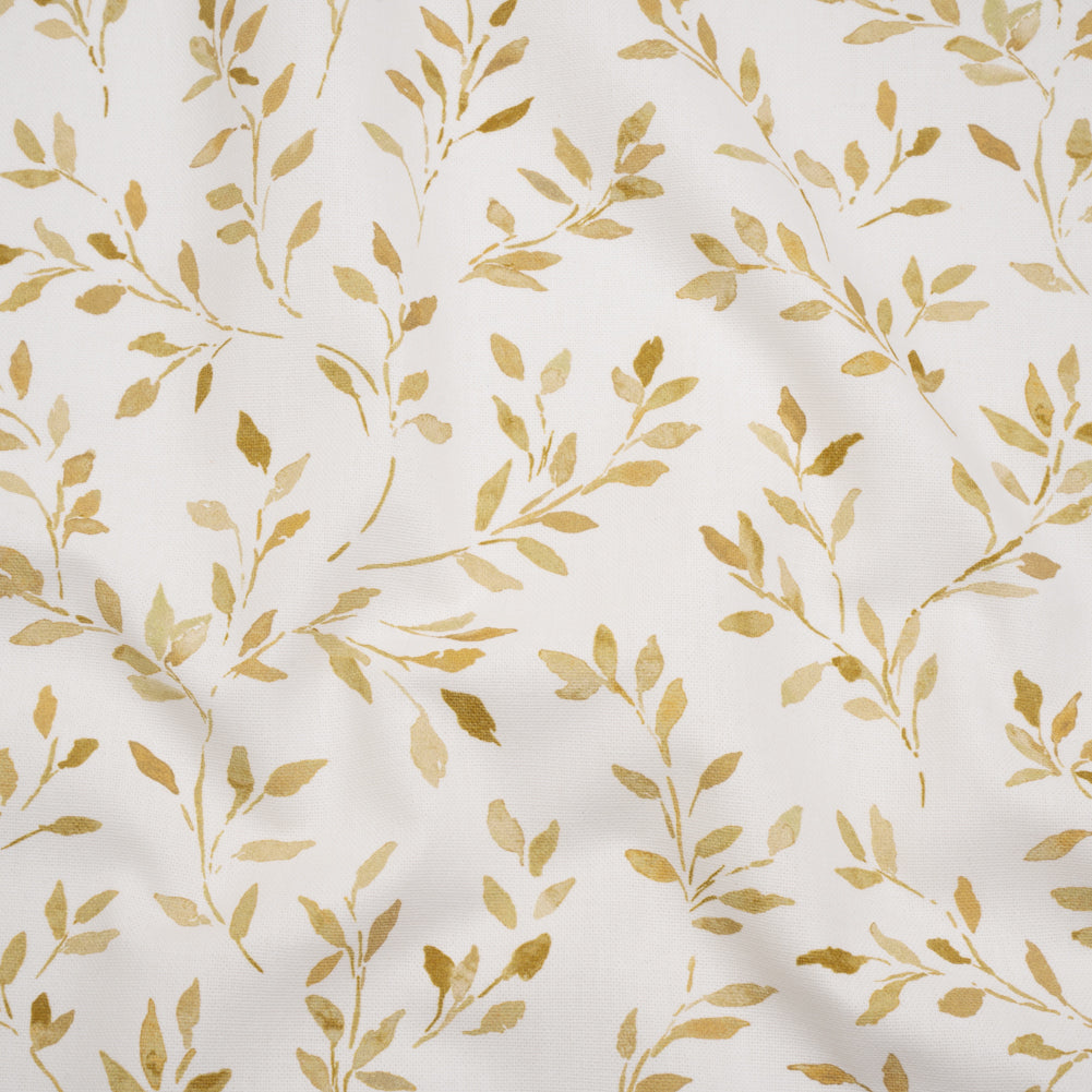 Printed Cotton Canvas - Ochre Leafy Stems - British Imported - Joann Fabrics