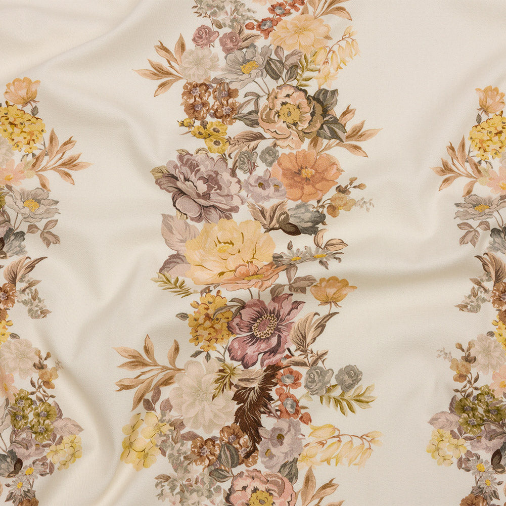 Brushed Stretch Cotton Twill Panel - Cream, Pink and Peach Floral Columns - Mood Exclusive Parthenon Petals - Joann Fabrics