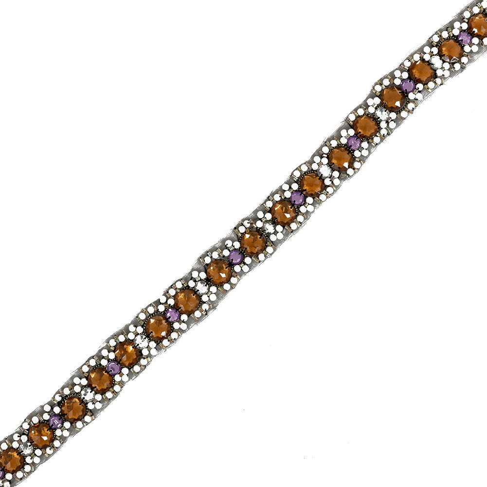 Amber, Amethyst and Off-White Floral Iron-on Beaded Trim - Joann Fabrics