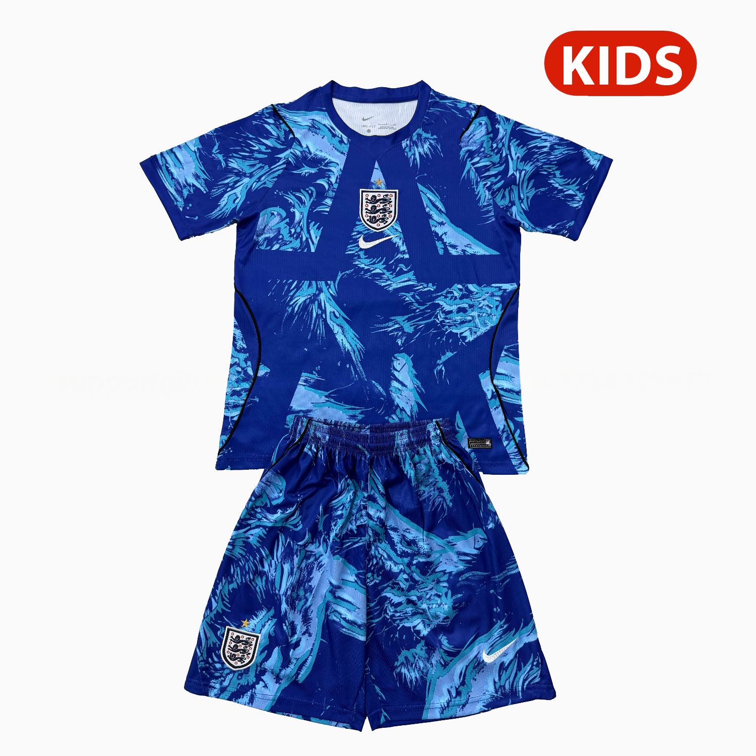 England 25-26 Blue Goalkeeper Kids Kit - UnitedFutballJersey