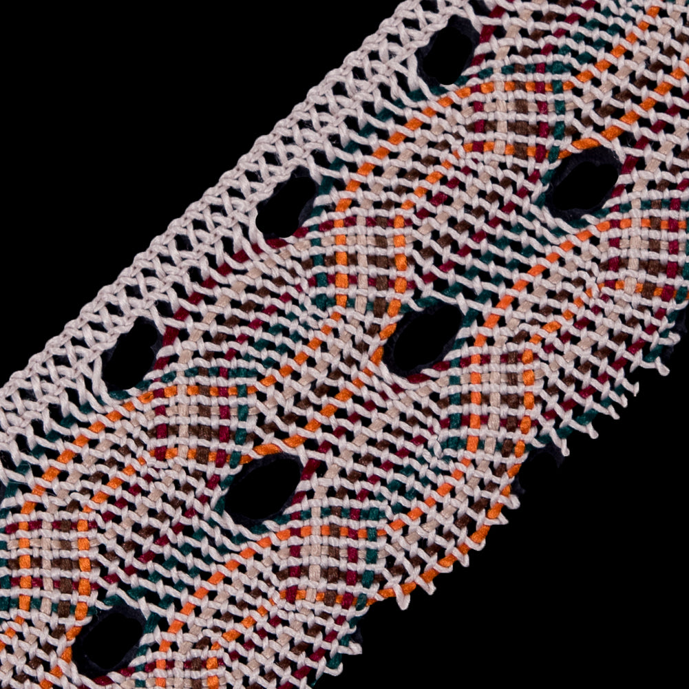 Beige Multicolor Crochet Trim - 1.75