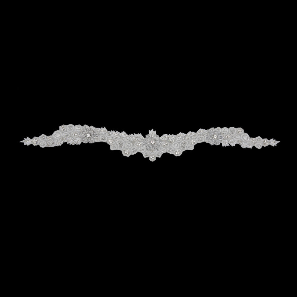 Silver/White Beaded Rhinestone Neck Applique - Joann Fabrics