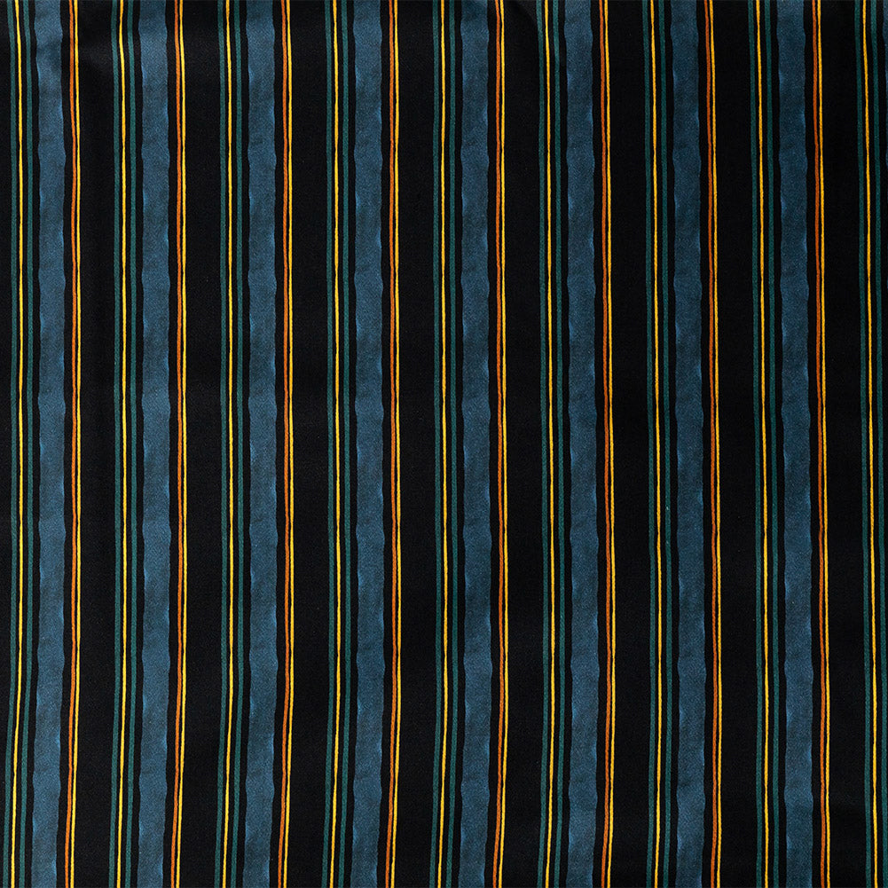 Stretch Cotton Sateen - Navy and Blue Stripes - Linear Transcendence Print - Mood Exclusive Tumunyana Collection - Joann Fabrics