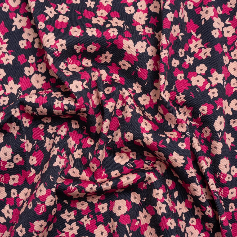 Stretch Cotton Twill Print - Navy and Pink Floral - Mood Exclusive Petals to Pick - Joann Fabrics