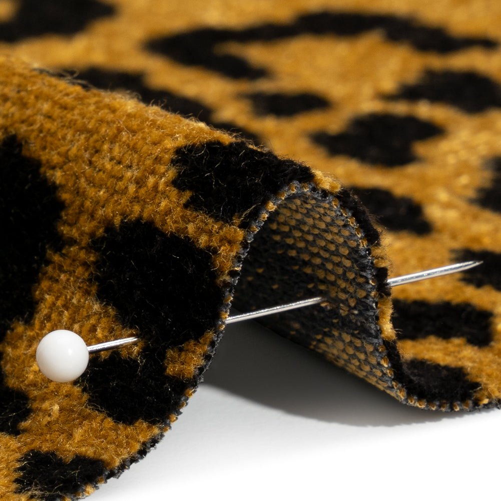 Gold and Black Leopard Spots Viscose and Polyester Upholstery Chenille - Joann Fabrics