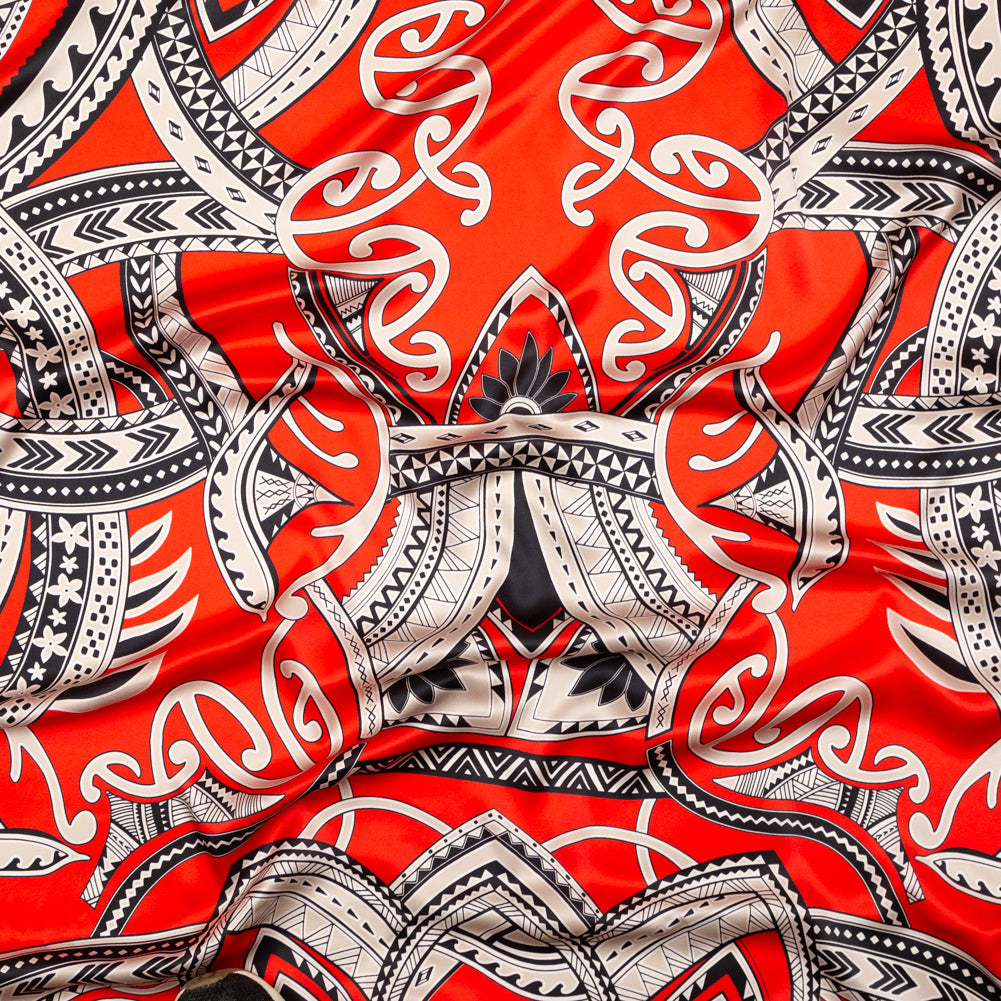 Mood Exclusive Italian Red and Black Large-Scale Digitally Printed Silk Charmeuse Panel - Joann Fabrics